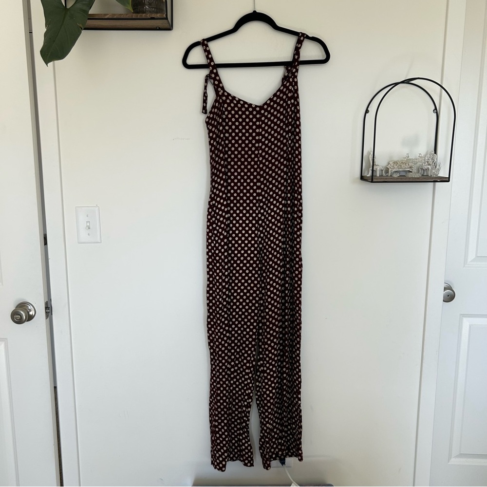 Cleobella‎ Burgundy Floral Daisy Print Jumpsuit Size Medium